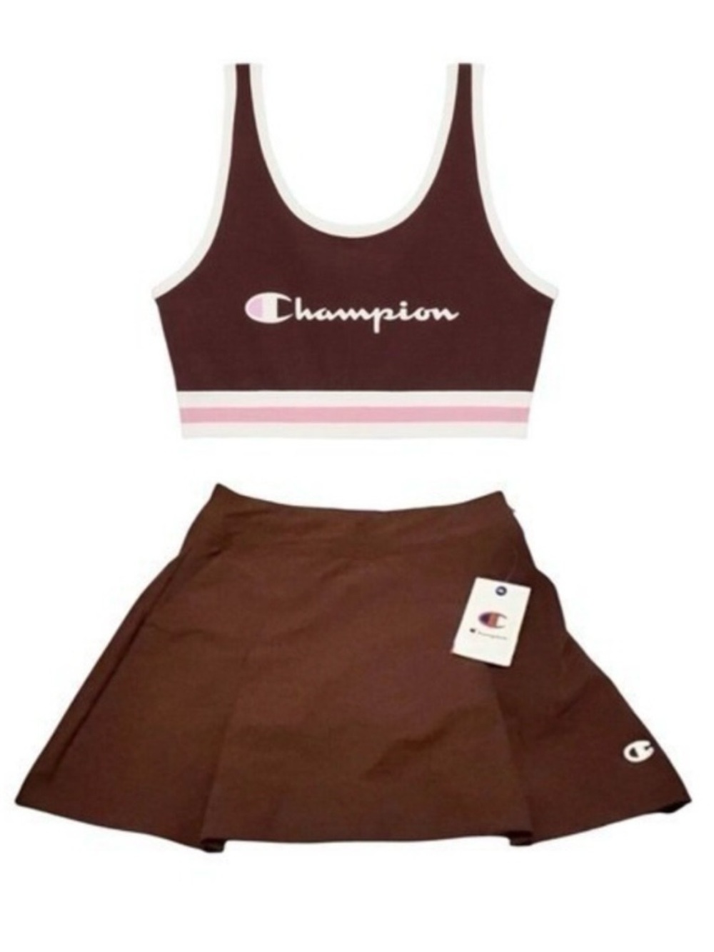 Champion Maroon Pleated Skort & Sports Bra Set Ruby Gym Tennis Golf Medium Sz 6